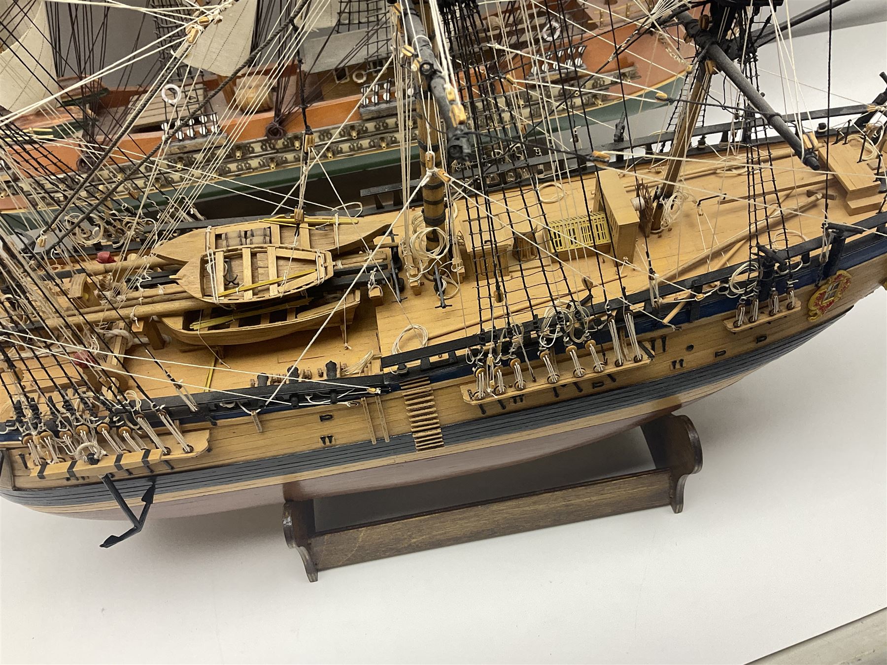 Wooden scale model model of a galleon 'Fragata Siglo XVIII ship, together with three mast scratch built ship and one other, fragata H78cm