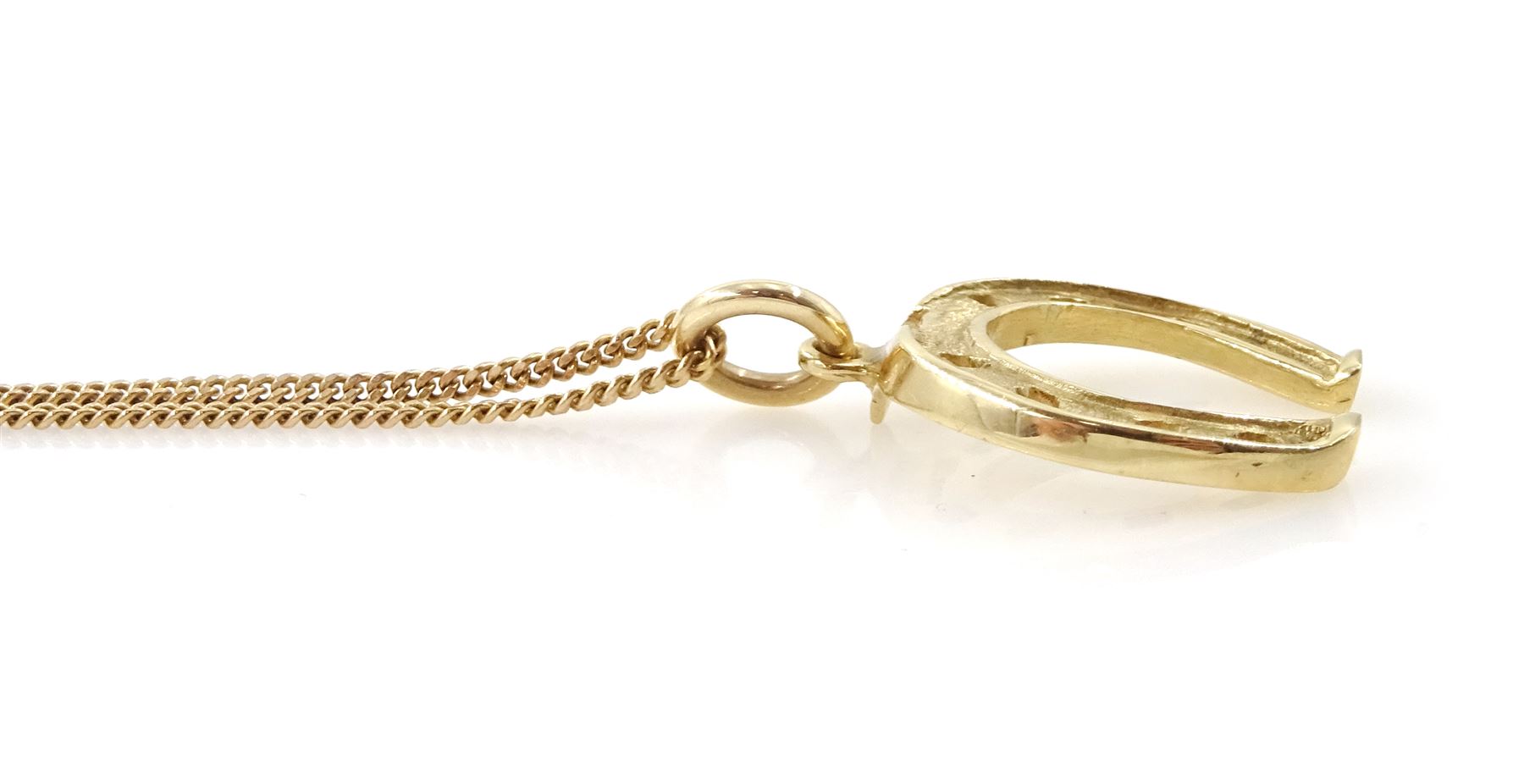 9ct gold horseshoe pendant necklace, hallmarked