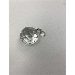 A glass chandelier, with five curved branches with drip pans and droppers, approximately H69cm. 