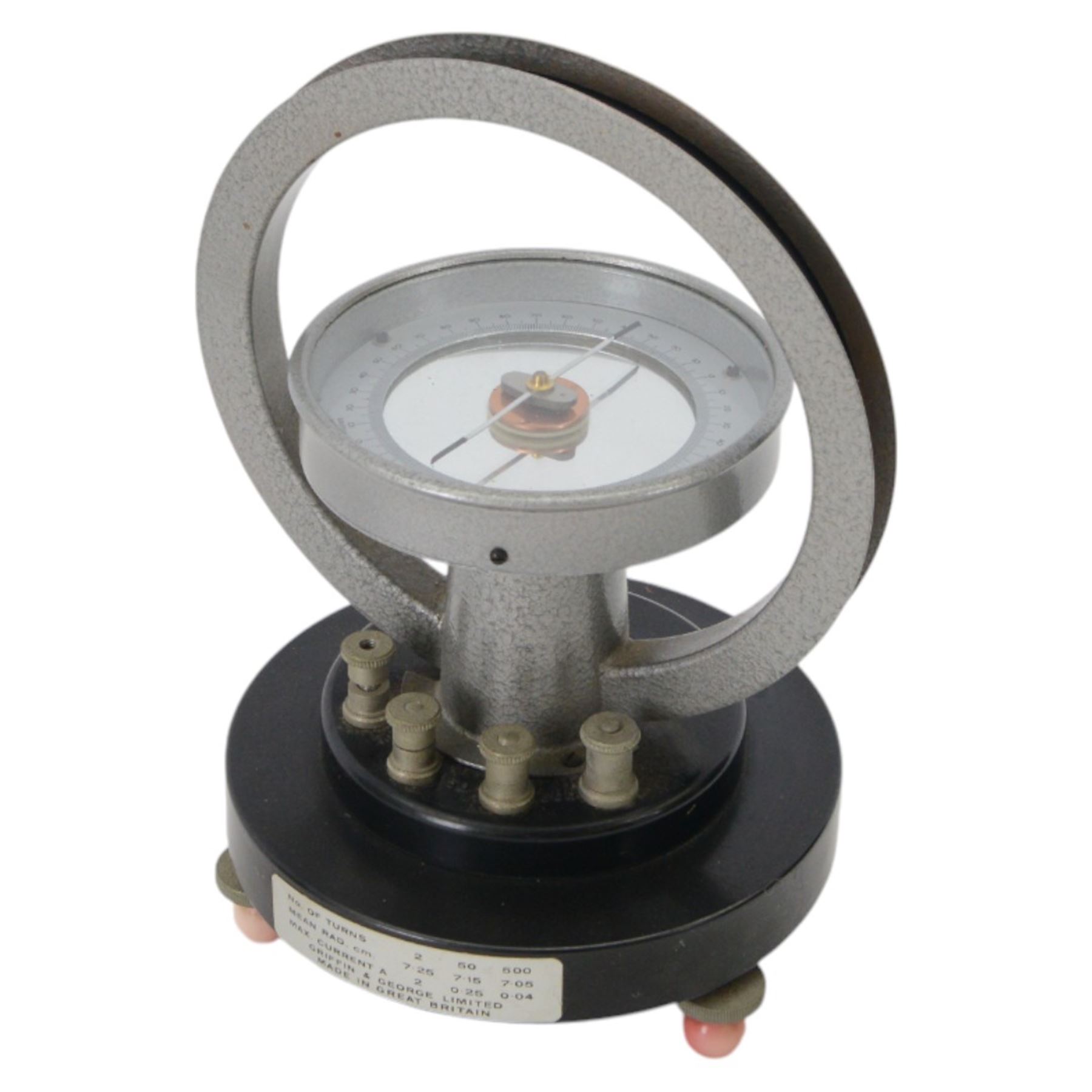 Three galvanometers, comprising Cambridge Instrument Co. Ltd ballistic galvanometer no. 439, Cambridge Instrument Co. Ltd spot galvanometer and a Griffin & George limited galvanometer