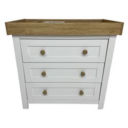 Lulworth dresser changer, white finish, three drawers, stile supports 