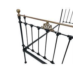 Seventh Heaven Beds - Victorian brass and black painted wrought metal bedstead with base