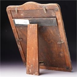 Silver upright photograph frame of plain design, aperture size 21cm x 15cm marks rubbed