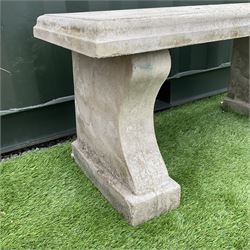Cast stone rectangular three piece garden seat - THIS LOT IS TO BE COLLECTED BY APPOINTMENT FROM DUGGLEBY STORAGE, GREAT HILL, EASTFIELD, SCARBOROUGH, YO11 3TX