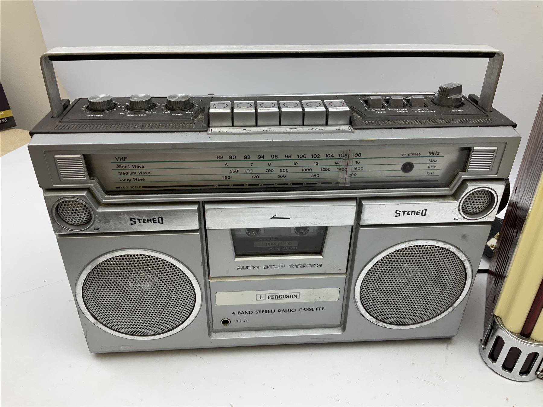 CD player in the form of a juke box, together with a Ferguson stereo and a vintage style radio