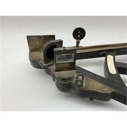 19th century ebony and brass sextant, bearing plaque for W.E. Harrison Hull (incomplete) L28cm  