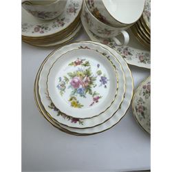 Minton Spring Bouquet pattern part tea and dinner service, including six dinner plates, six side plates, two covered dishes etc, together with Minton Marlow pattern part tea service  