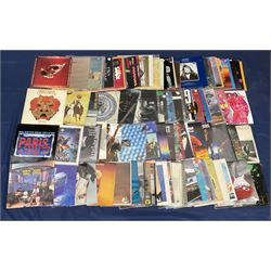 Quantity of vinyl records including David Gilmour 'Rattle That Lock', Johnny Cash 'and the Royal Philharmonic Orchestra', Paul Simon 'The Ultimate Collection', Don McLean 'American Pie', Spirit 'The Adventures of Kaptain Kopter & Commander Cassidy In Potato Land' and other music, approximately 100, in one box