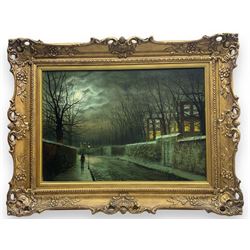 Walter Linsley Meegan (British c1860-1944): Leeds Street by Nightfall, oil on canvas signed 34cm x 49cm  
Provenance: private collection, purchased Sotheby's 14th May 1997 Lot 314