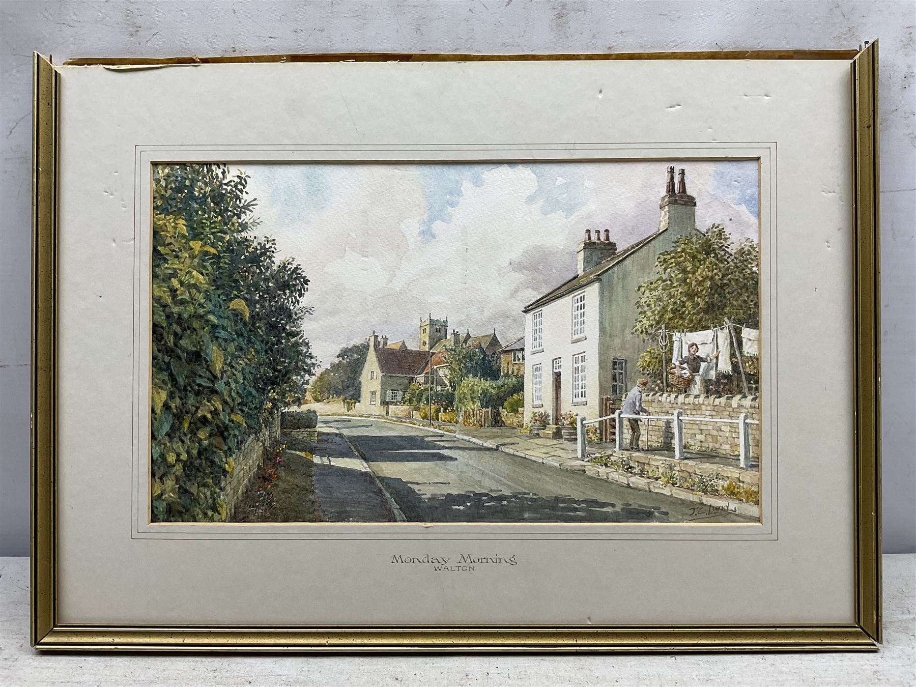 John Cecil Lund (British 1932-): 'Monday Morning - Walton' and 'Village Pond', two watercolours signed, titled on the mount, max 19cm x 32cm (2)