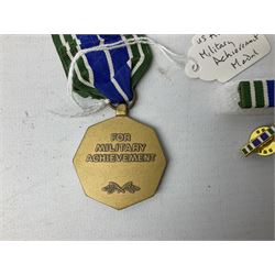 Nine American medals including WW2 Navy and Army Occupation medals, 1939-41 Defence Medal, boxed National Defence Medal and bar, South West Asia Service with bar, Air Force, National Guard and Military achievement medals etc (9)