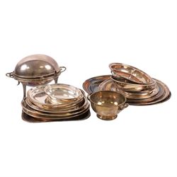 Collection of various silver plate, largely comprising various sized oval and circular pla...