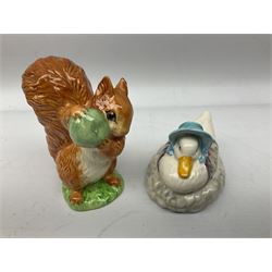 Collection of Beswick figures to include Beatrix Potter Squirrel Nutkin, Jemima Puddleduck, Spike and Tyke, Tom and Jerry, both boxed and with certificates, Chamois 1551 and Babycham 1615a (a/f) Beswick Ware Royal Douton Peter Rabbit and Benjamin Bunny, with certificate
(9)
