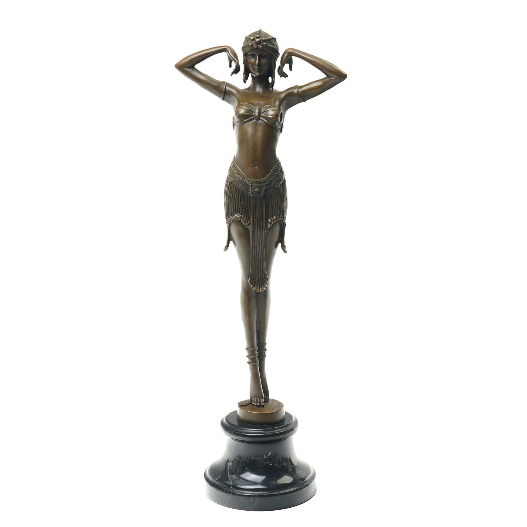 After Chiparus - Art Deco style bronze figure 'Illusions' on marble base H49cm