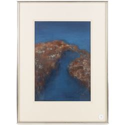 Madeleine Eyland (Belgian/British 1930-2021): 'Sea Link', pastel signed 37cm x 26cm 
Provenance: artist's studio collection; exh. Royal Academy Summer Exhibition 2003, label verso. Marie-Madeleine Eyland (neé Legrain) was born in 1930 at Floriffoux, Belgium; she lived most of her life in Scarborough working as a nurse and an artist.