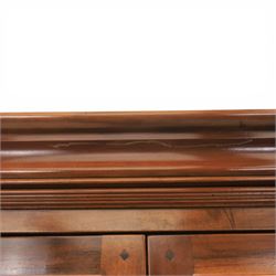 Willis & Gambier - French cherry double wardrobe, moulded cornice above panelled doors, enclosing a shelf and wooden hanging rail, raised on a moulded plinth with bracket feet