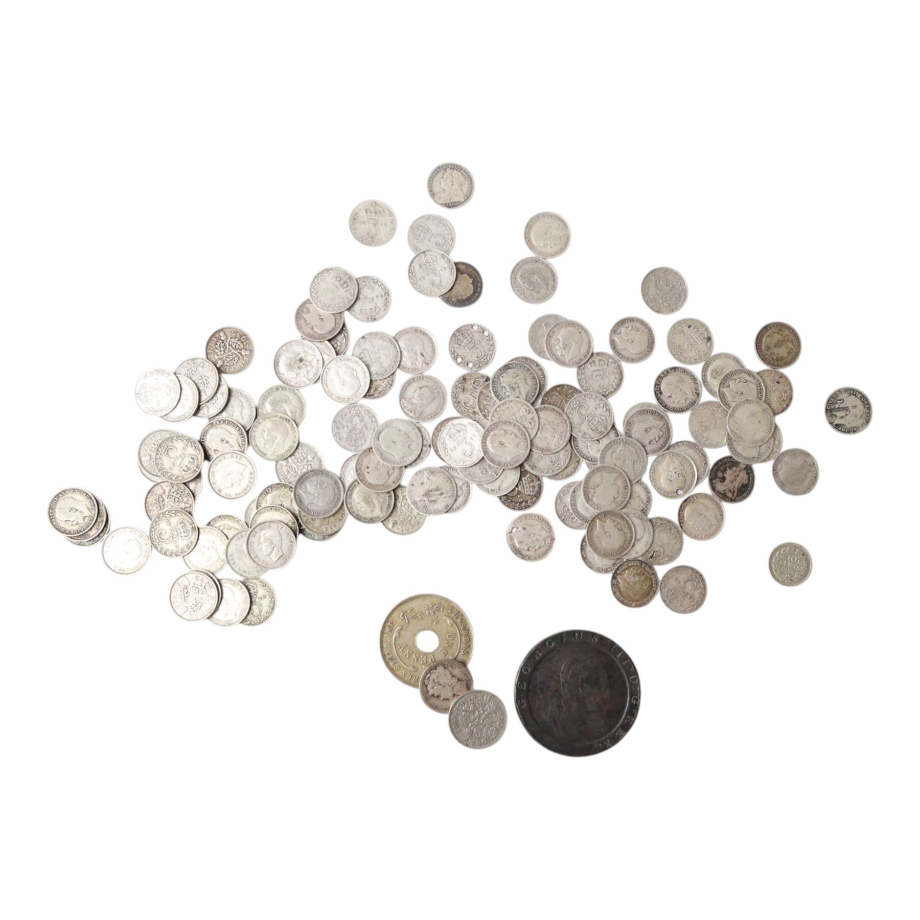 Approximately 21 grams of Great British pre-1920 and approximately 310 grams of Great British pre-1947 silver coins, together with some further pre-decimal coins
