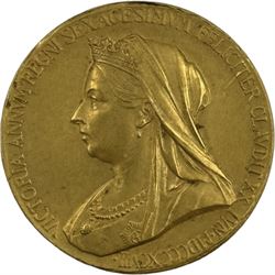 Queen Victoria 1887 Diamond Jubilee official Royal Mint issue small commemorative medal in gold, approximately 13 grams