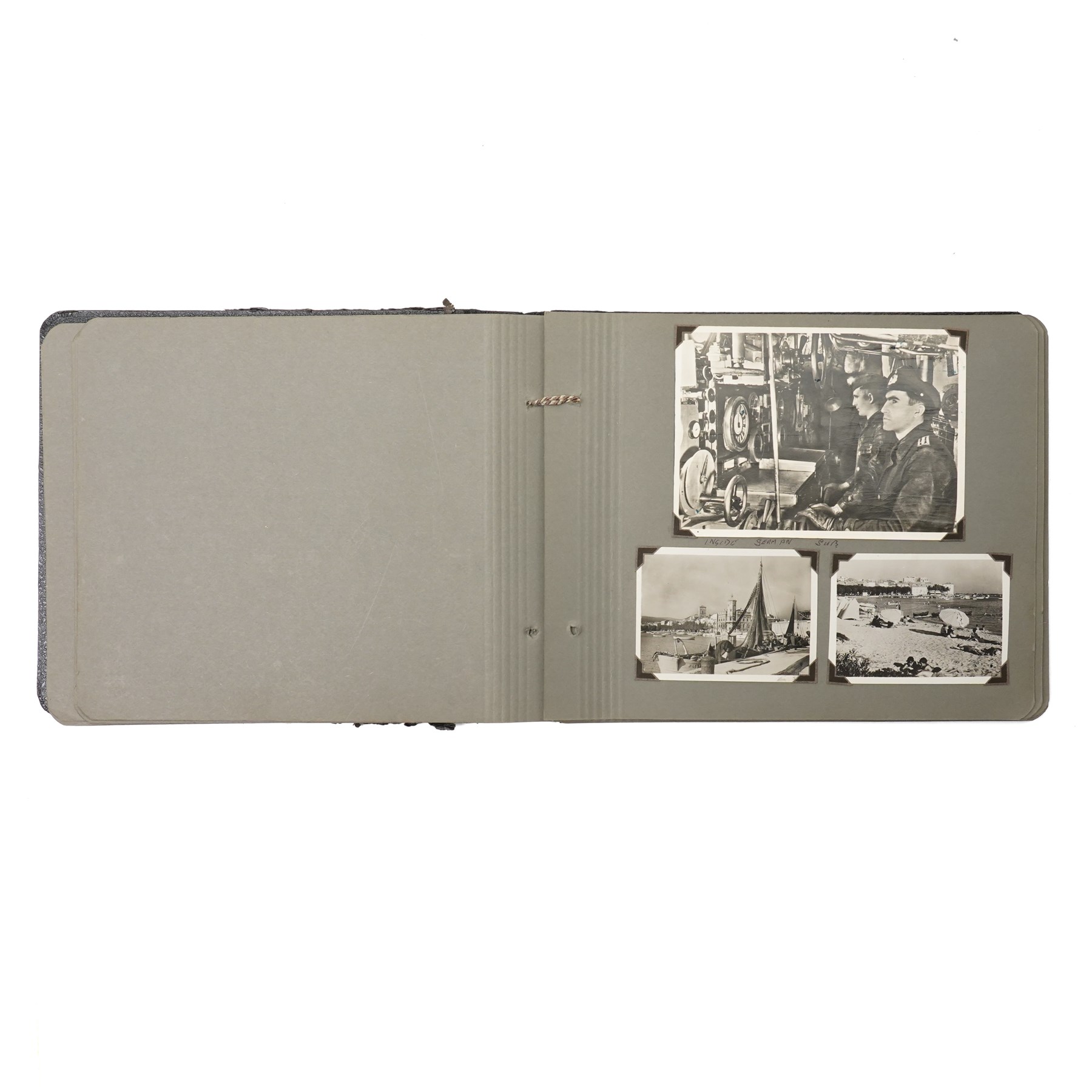 WWII photo album of Malta containing original photographs with annotations, including Battle ships, harbours, soldiers and buildings, together with Manual of Naval Cookery 1945 Naval book