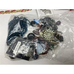 Silver stone set jewellery, including necklaces and bracelets and a collection of beaded and carved hardstone jewellery, etc