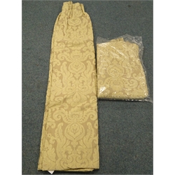  Pair lined beige curtains detailed with classical swags, W196cm, D205cm  