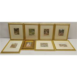 Set ten prints after Helen Allingham, a similar set of seven, and a further print of a lady (18)