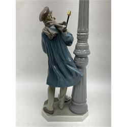 Five Lladro figures, including The Lamp Lighter no 5205,  Girl and Kittens no 6102, Cat no 5113 etc