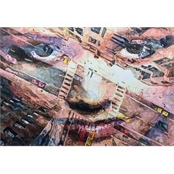 M Patterson (Contemporary): Optical Illusion - Face and New York Crossroads, oil on canvas signed and dated '07, 62cm x 89cm