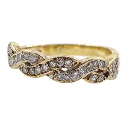 9ct gold diamond crossover half eternity ring, hallmarked