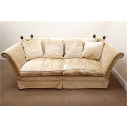  Laura Ashley Knole drop arm sofa, upholstered in Villandry Champagne fabric, W210cm  