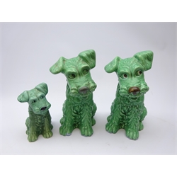  Three Sylvac Terrier Dogs, models 1379 & 1380 H29cm max (4)  