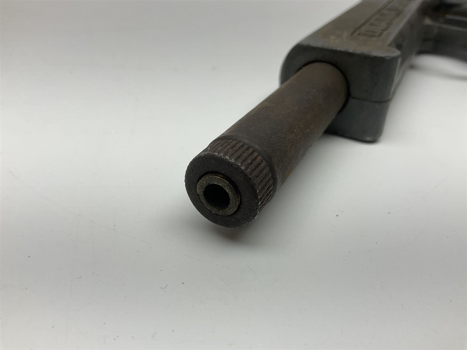 Webley & Scott Premier .177 over lever air pistol, no.2360, with chequered bakelite grip L24cm overall; Diana SP50 .177 plunge barrel air pistol; and T.J. Harrington & Son 'The Gat' .177 plunge barrel air pistol; NB: AGE RESTRICTIONS APPLY TO THE PURCHASE OF THIS LOT (3)