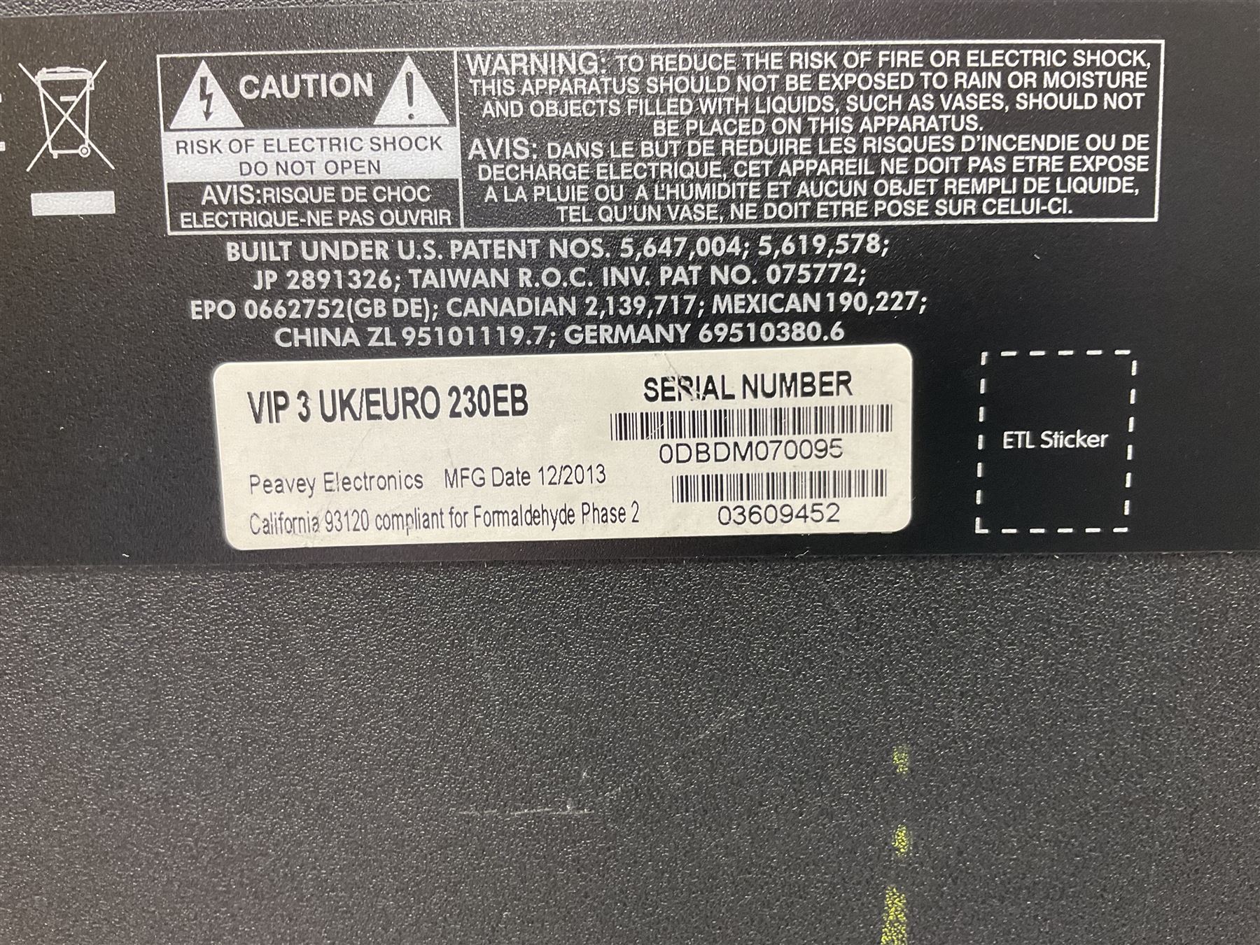 Peavey VYPYR VIP-3 guitar amplifier serial no.0DBDM070095 L51cm; with Peavey Sanpera 1 pedal board serial no.0DBDM160027 and cables (2)