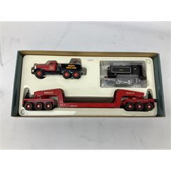 Corgi Heavy Haulage - five die-cast models comprising 31007 Annis & Co Diamond T Ballast with Girder Trailer and Locomotive Load; Hallett Silbermann Scammell Highwayman Ballast and Low Loader; CC12302 Scammell Contractor Sunters; 31006 Wynn's Thames Trader Dropside Truck and Morris 1000 Van Set; and 17501 Siddle Cook Scammell Constructor; all boxed (5)