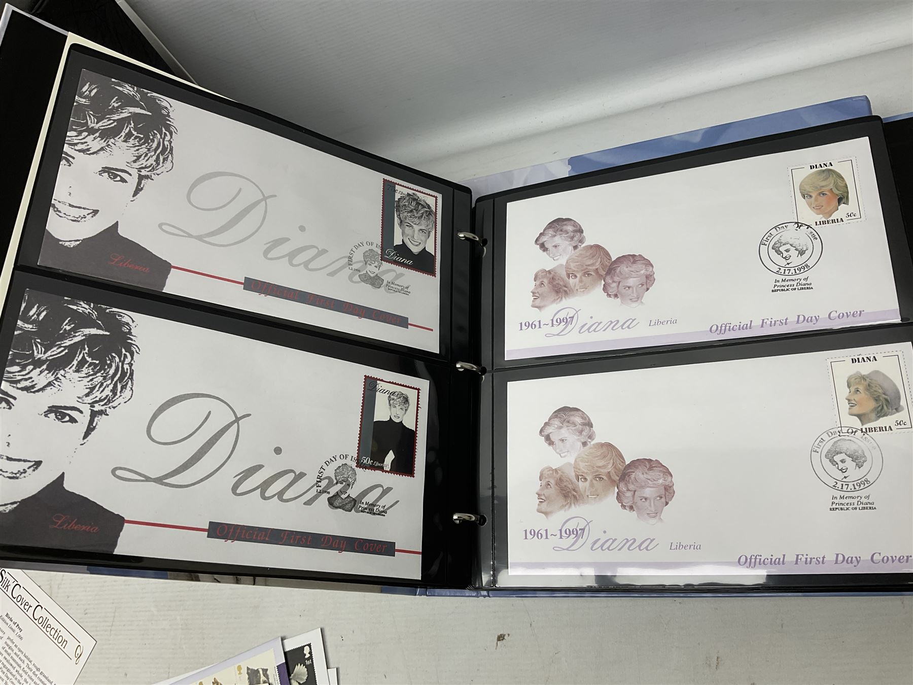 Stamps including first day covers relating to Diana Princess of Wales, small number of coin covers, Mercury 'Silk' covers, other first day covers many with printed address and special postmarks, Australia, Barbados, British Honduras, Germany, Jamaica and other World stamps, housed in albums, folders and loose, in one box