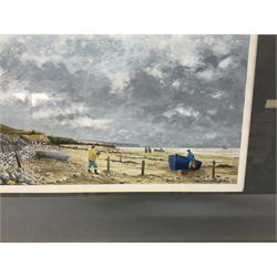 John Bullock (British 20th Century) 'North Yorkshire Beach', Gouache signed title verso, together with 19th Century colour print (2)