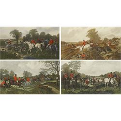 After John Frederick Herring Sr (British 1795-1865): 'Herring's Fox-Hunting scenes', set of four large engravings and aquatints with hand-colouring 57cm x 88cm (4)