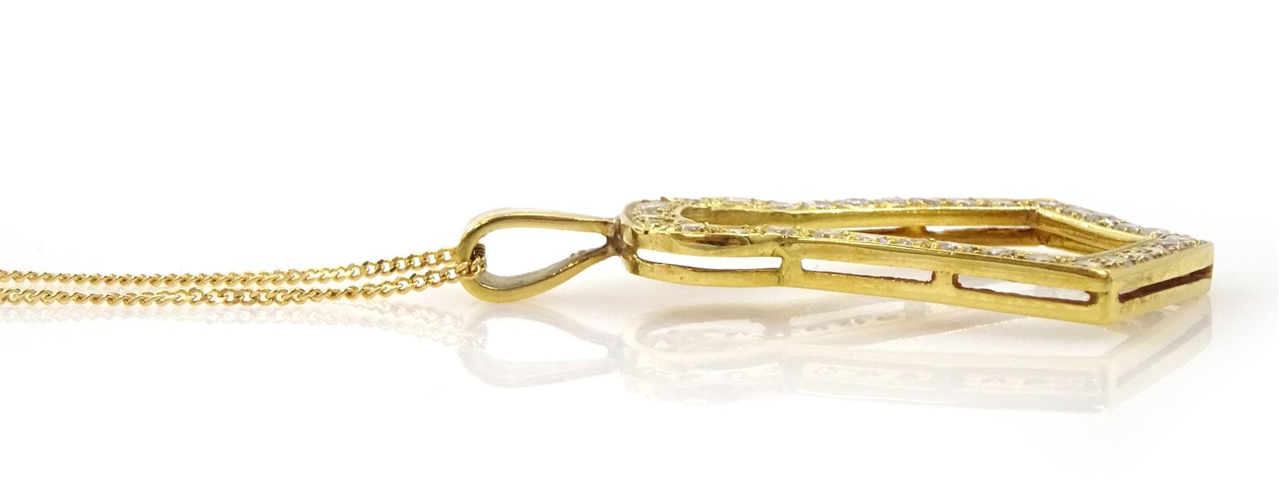 18ct gold diamond keyhole pendant necklace, set with thirty-three  round brilliant cut diamonds, total diamond weight approx 1.50 carat