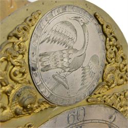 William Hayler of Chatham (Kent) - Fine George III black japanned chinoiserie decorated longcase clock c1760,  hood with a break arch top, glazed side panels and three matching wooden finials, conforming hood door beneath with attached pilasters, long trunk with a  break arch door and moulded surround, on a square double stepped plinth with a flat base, case and hood profusely decorated with scenes of gilt pagodas, temples, birds, people and panels of floral decoration, brass dial with cast brass spandrels and a silvered boss to the arch, silvered chapter with Roman numerals, minute track and five minute Arabic's, matted dial centre with seconds dial, date aperture, matching steel hands and silvered cartouche with makers name, dial pinned directly to a five-pillar rack striking movement with a recoil anchor escapement. With  pendulum, weights  and key.
William Hayler is recorded as working in High Street, Chatham, from 1750-1810, possibly two makers (father & son) working in succession.

