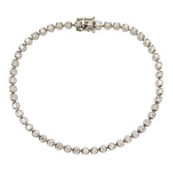 9ct white gold round brilliant cut diamond line bracelet, hallmarked, total diamond weight approx 1.50 carat