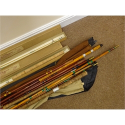  Collection of various fishing rods incl. A.E.Rudge & Son, Reliant, Ivan Marks Persuader, Edgar Sealy Octofloat in bags and two boxed Lee of Redditch Spinning Rod kits, one complete (6)  