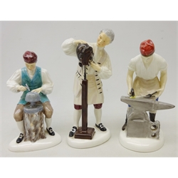  Three Royal Doulton Williamsburg figures comprising 'Wigmaker' HN2239, 'Silversmith' HN2208 and 'Blacksmith' HN2240 (3)  