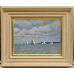 Christopher Alers Hankey (British 1911-2000): 'Sailing off Seaford', oil on board signed, titled verso 19cm x 25cm
