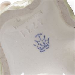 Ernst Wahliss for Turn Wien Austrian Art Nouveau dressing table set, comprising tray, pair of trinket boxes, ring tree and a pair of candle sticks, decorated with maidens and stylised flowers, tray unmarked, tray 42.5cm x 24cm