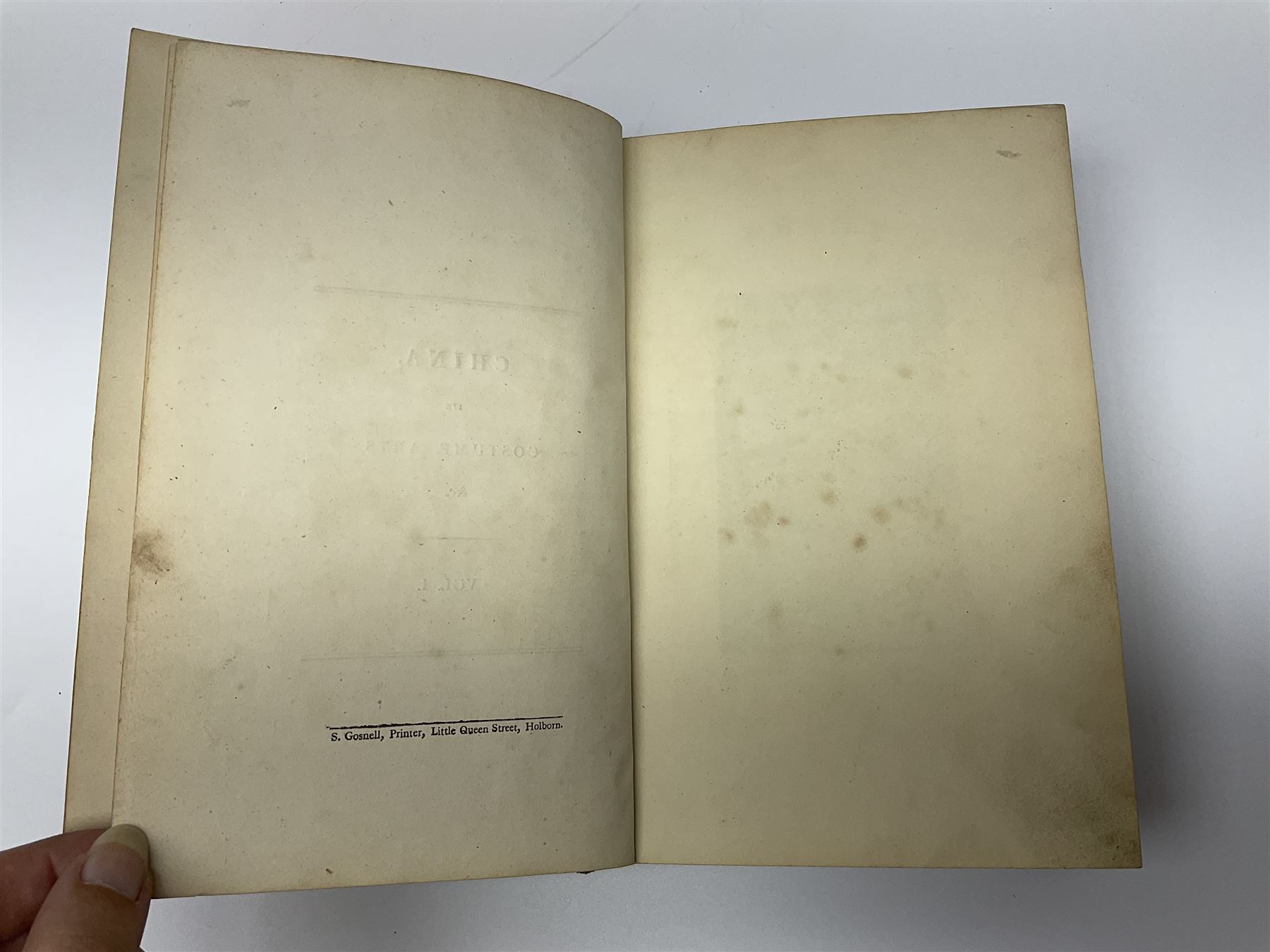 Bertin M. & Breton M.: China Its Costume, Arts, Manufactures etc. 1812 Stockdale London. Four volumes in one. Hand coloured plates. Half leather binding; Doolittle Rev. Justus: Social Life of the Chinese. 1868. Illustrated. Rebound in half morocco with marbled boards; and three other books of eastern interest (5)