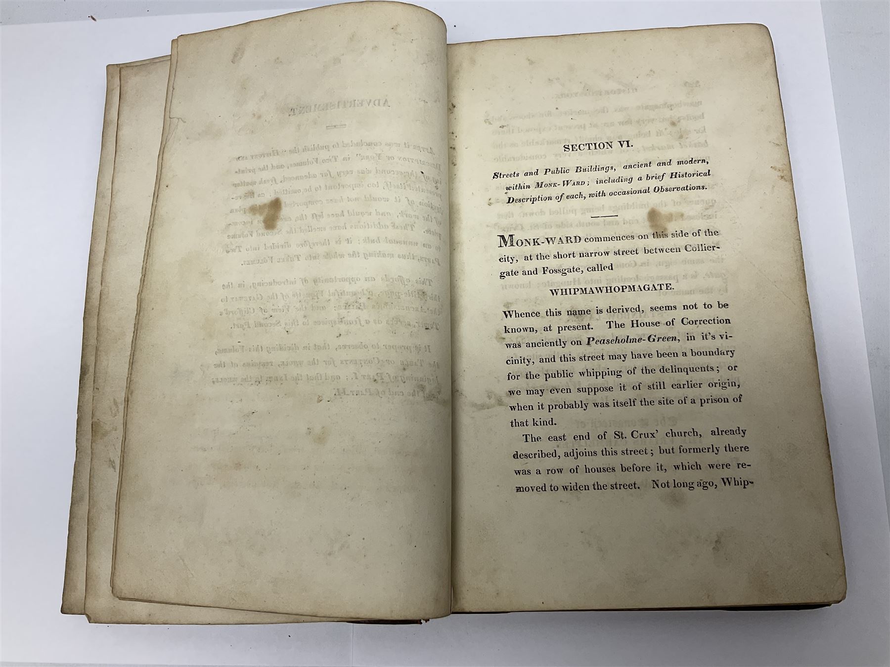 Hargrove Wm.: History and Description of the Ancient City of York. 1818. York Wm. Alexander. Two volumes in three. Disbound and incomplete.