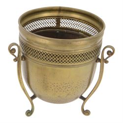 Collection of brassware, including money box in the form of a post box, cannon, jardiniere etc  