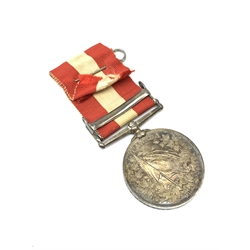 Victorian Canada General Service Medal with Fenian Raid 1866 clasp awarded to Dr. J.G. MacFarland Kingston F.B. in original issue box with outer packaging