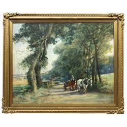 David S Robinson (British 19th/20th century): Horse and Cart on Country Lane, watercolour signed 42cm x 52cm