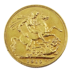  King Edward VII 1910 gold full sovereign   